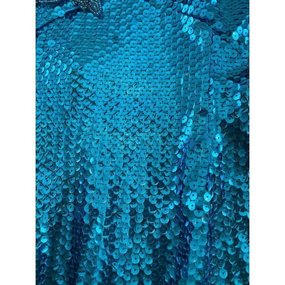 Vintage Mike Bennet Formals Women's Blue Sequin Evening Gown - 8 - Picture 8 of 14